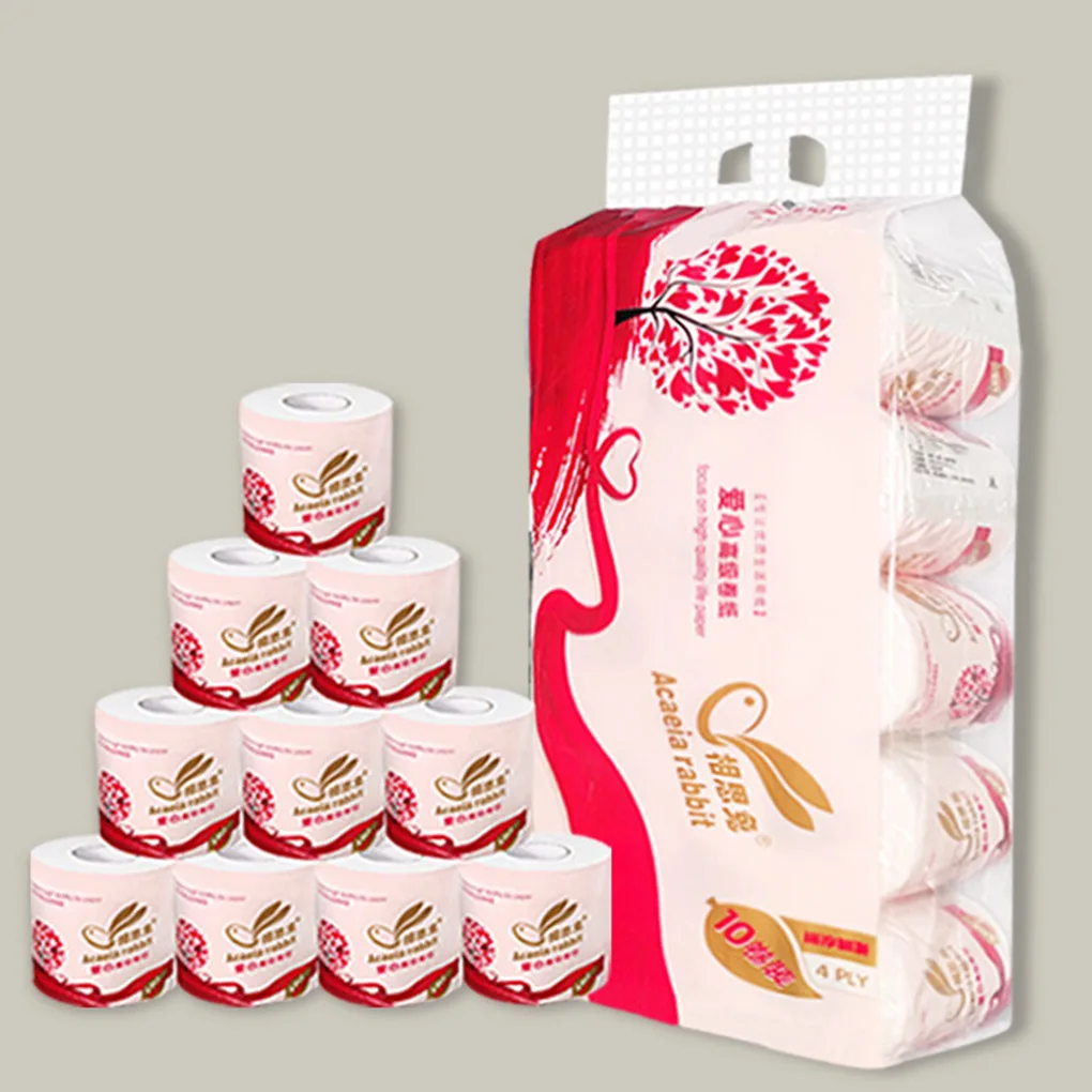 10 Rolls Toilet Paper 4 Ply Wood Pulp Roll Paper Towel Tissues Home Toilet Roll Napkins - Image 6