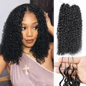 12A Small Spirals Curly Crochet Human Hair Extensions Invisible Knotless PreSeparated Feather Crochet Hair With String For Women